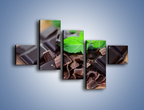 Obraz na płótnie – Połamana czekolada z miętą – pięcioczęściowy JN442W3