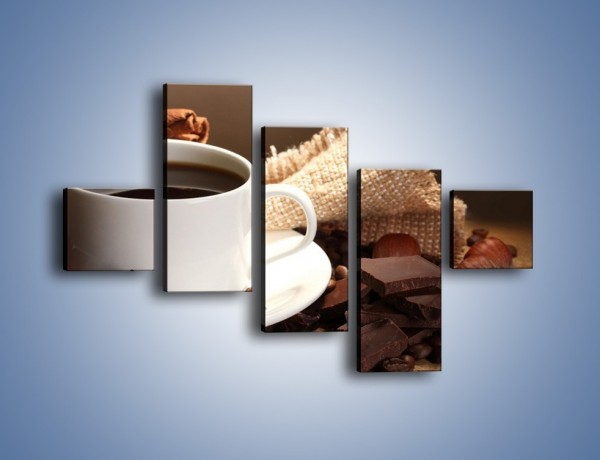 Obraz na płótnie – Kawa z dodatkiem czekolady – pięcioczęściowy JN453W3
