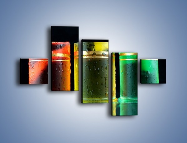 Obraz na płótnie – Drinki w wybranych kolorach – pięcioczęściowy JN465W3