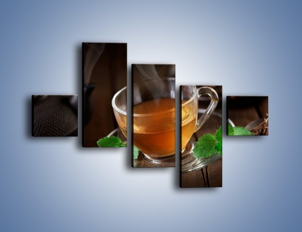 Obraz na płótnie – Mała filiżanka gorącej herbaty – pięcioczęściowy JN493W3