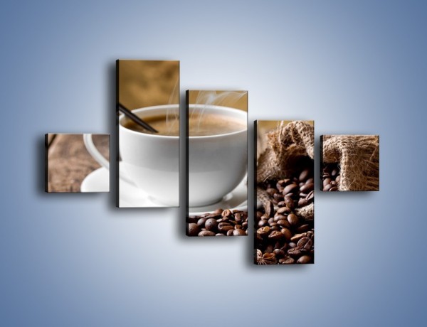 Obraz na płótnie – Filiżanka kawy z małą łyżeczką – pięcioczęściowy JN598W3