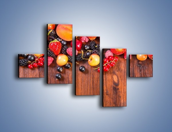 Obraz na płótnie – Stół do polowy wypełniony owocami – pięcioczęściowy JN721W3