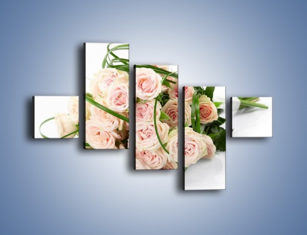 Obraz na płótnie – Wiązanka delikatnie różowych róż – pięcioczęściowy K012W3