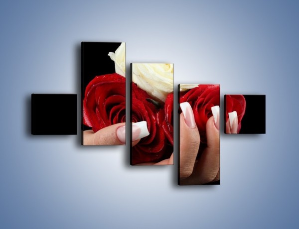 Obraz na płótnie – Pełna garść główek róż – pięcioczęściowy K025W3