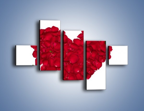 Obraz na płótnie – Różane serce dla ukochanej – pięcioczęściowy K042W3