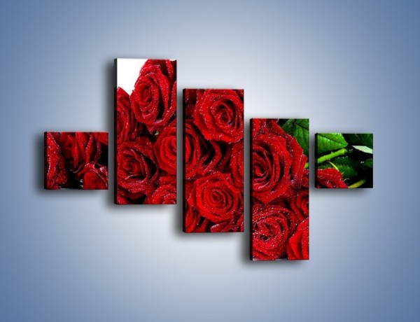 Obraz na płótnie – Oszronione czerwone róże – pięcioczęściowy K047W3