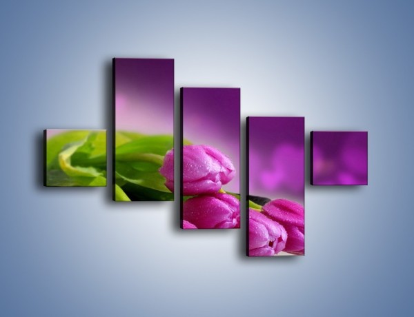Obraz na płótnie – Tulipany w kolorze lawendy – pięcioczęściowy K133W3