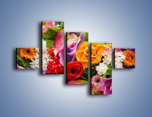 Obraz na płótnie – Kwiaty w kolorze tęczy – pięcioczęściowy K462W3