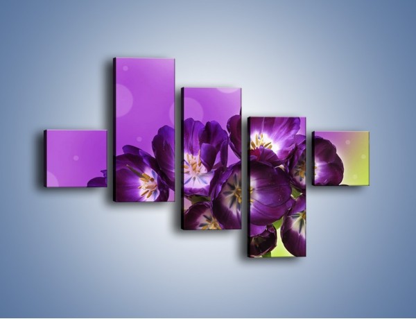 Obraz na płótnie – Fioletowe kwiaty w powietrzu – pięcioczęściowy K630W3