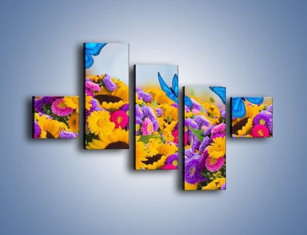 Obraz na płótnie – Bajka o kwiatach i motylach – pięcioczęściowy K794W3