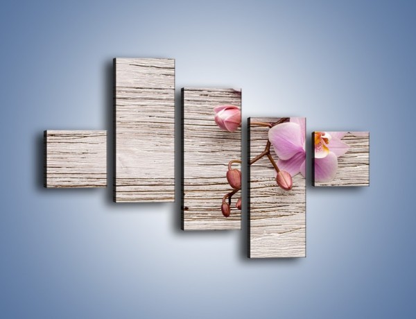 Obraz na płótnie – Kwiaty na drewnianej belce – pięcioczęściowy K825W3