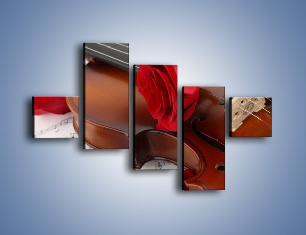 Obraz na płótnie – Instrument muzyka i kwiaty – pięcioczęściowy K900W3