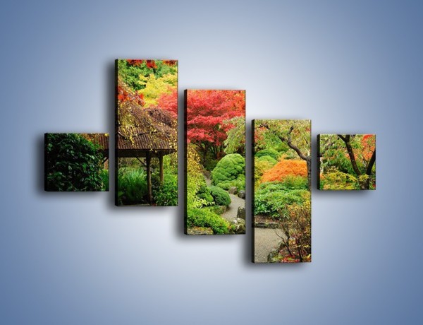 Obraz na płótnie – Alejka między kolorowymi drzewami – pięcioczęściowy KN1113W3