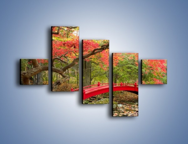 Obraz na płótnie – Czerwony most czy czerwone drzewo – pięcioczęściowy KN1122AW3