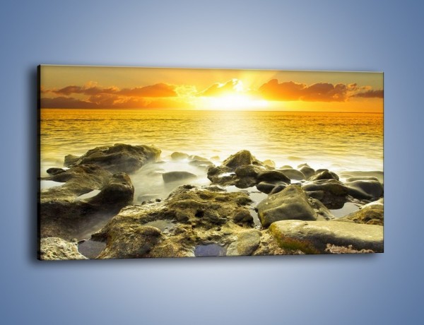 Obraz na płótnie – Morze o zachodzie słońca – jednoczęściowy panoramiczny KN1139A