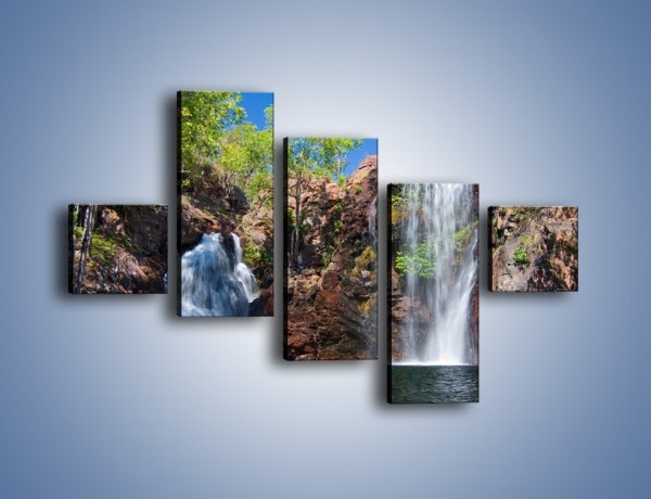 Obraz na płótnie – Wodospad duży i mały – pięcioczęściowy KN210W3