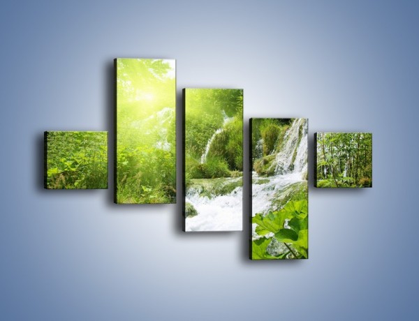Obraz na płótnie – Wodospad ukryty w zieleni – pięcioczęściowy KN228W3