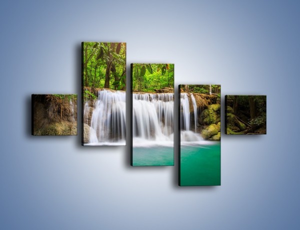 Obraz na płótnie – Piękno leśnego wodospadu – pięcioczęściowy KN894W3