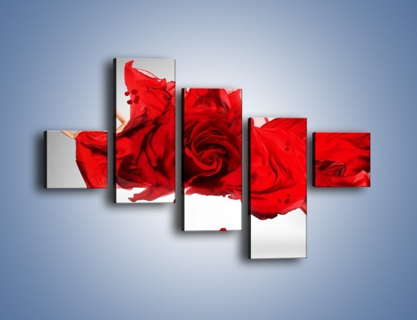 Obraz na płótnie – Czerwona róża i kobieta – pięcioczęściowy L144W3