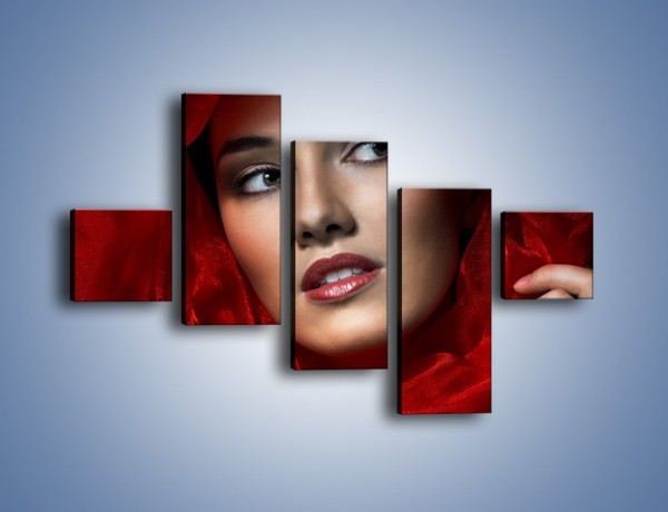 Obraz na płótnie – Kobieta w czerwieni – pięcioczęściowy L187W3