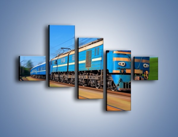Obraz na płótnie – Pociąg pasażerski w ruchu – pięcioczęściowy TM023W3