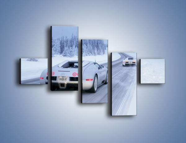 Obraz na płótnie – Bugatti Veyron w śniegu – pięcioczęściowy TM134W3