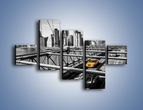 Obraz na płótnie – Taksówka na nowojorskim moście – pięcioczęściowy TM224W3