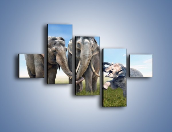 Obraz na płótnie – Przebij łapę ze słoniątkiem – pięcioczęściowy Z208W3