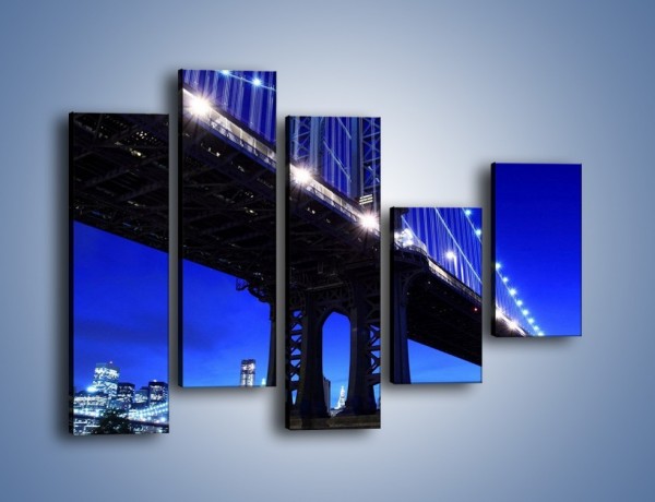Obraz na płótnie – Oświetlony most wieczorem – pięcioczęściowy AM003W4
