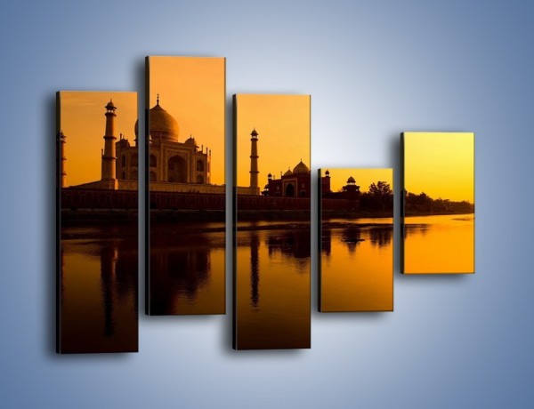 Obraz na płótnie – Taj Mahal o zachodzie słońca – pięcioczęściowy AM075W4