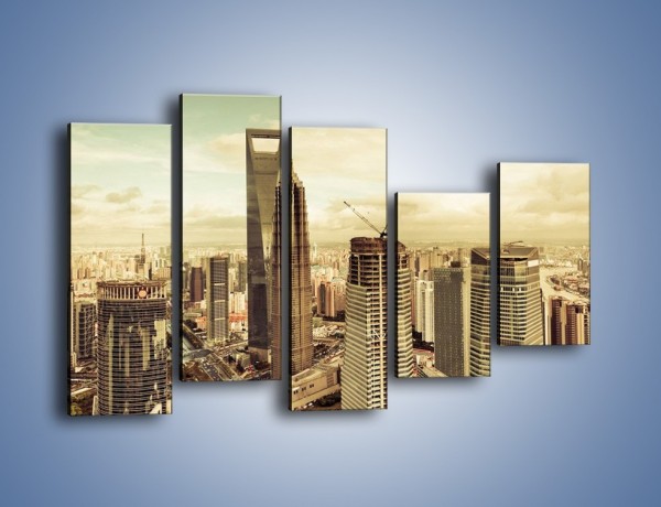 Obraz na płótnie – Panorama miasta w ciągu dnia – pięcioczęściowy AM128W4