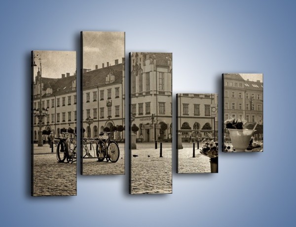 Obraz na płótnie – Rynek Starego Miasta w stylu vintage – pięcioczęściowy AM138W4