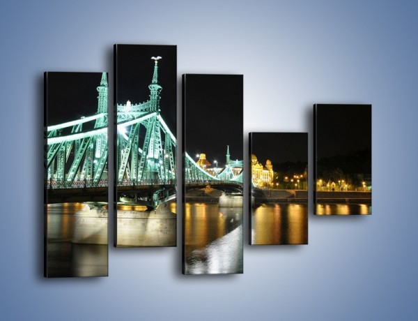 Obraz na płótnie – Oświetlony most w nocy – pięcioczęściowy AM208W4