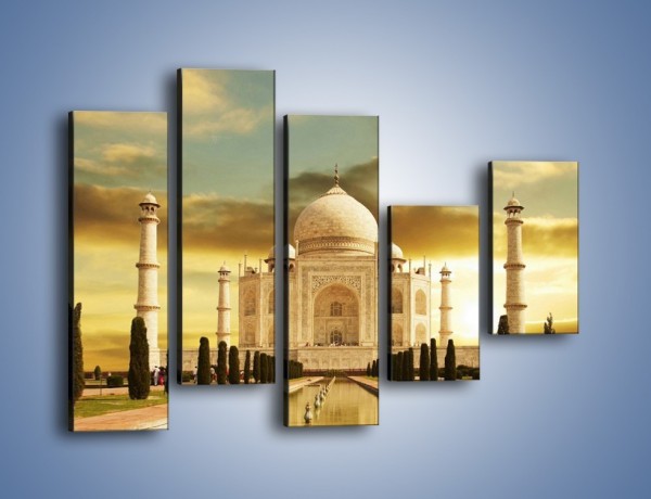 Obraz na płótnie – Tadź Mahal o zachodzie słońca – pięcioczęściowy AM285W4