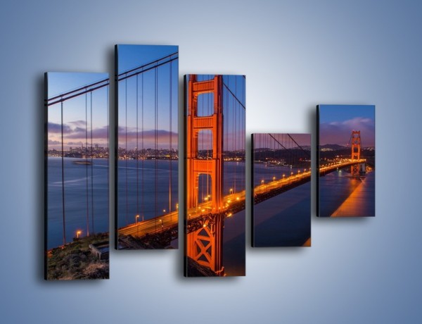 Obraz na płótnie – Rozświetlony most Golden Gate – pięcioczęściowy AM360W4
