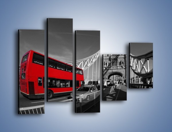 Obraz na płótnie – Tower Bridge i czerwony autobus – pięcioczęściowy AM394W4
