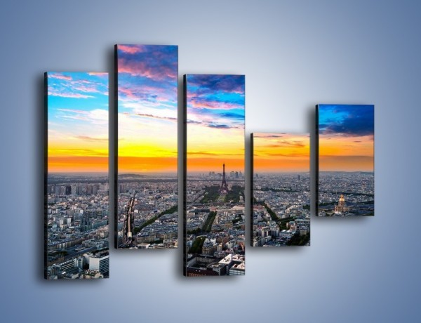 Obraz na płótnie – Panorama Paryża – pięcioczęściowy AM415W4
