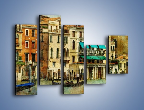 Obraz na płótnie – Weneckie domy w stylu vintage – pięcioczęściowy AM459W4
