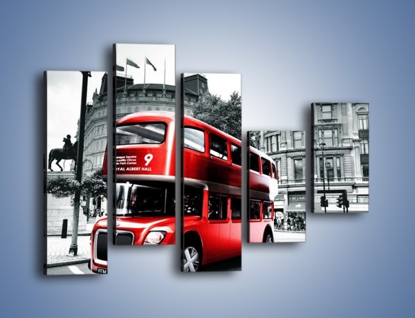 Obraz na płótnie – Czerwony bus w Londynie – pięcioczęściowy AM540W4