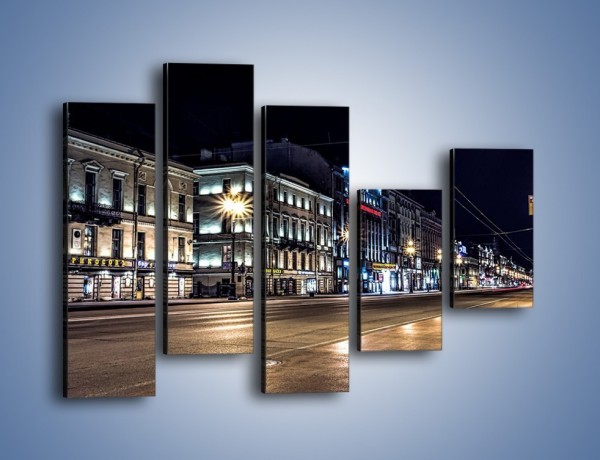 Obraz na płótnie – Ulica w Petersburgu nocą – pięcioczęściowy AM544W4