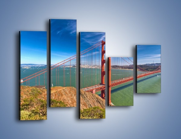 Obraz na płótnie – Most Golden Gate o poranku – pięcioczęściowy AM600W4
