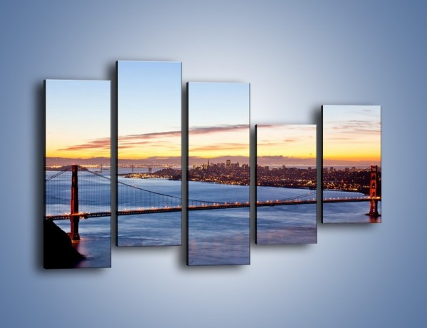 Obraz na płótnie – Most Golden Gate o zachodzie słońca – pięcioczęściowy AM608W4