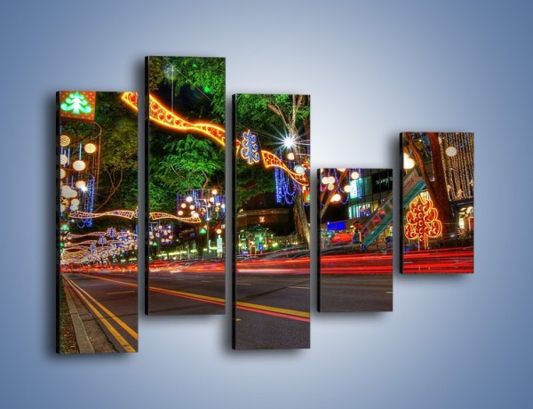Obraz na płótnie – Noworoczne dekoracje w Singapurze – pięcioczęściowy AM616W4