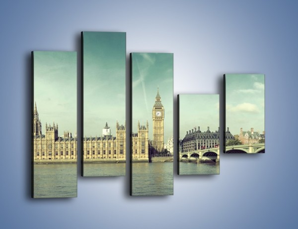 Obraz na płótnie – Panorama Pałacu Westminsterskiego – pięcioczęściowy AM758W4