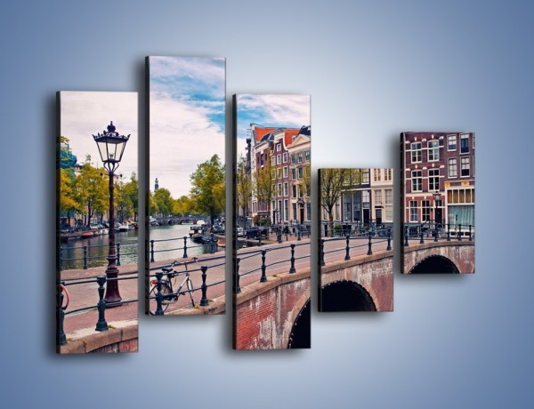 Obraz na płótnie – Kanał i most amsterdamski – pięcioczęściowy AM759W4