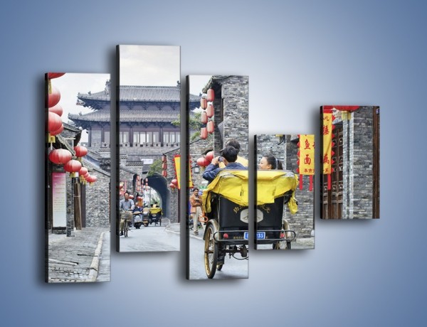 Obraz na płótnie – Podróż rikszą w mieście Zhangjiakou – pięcioczęściowy AM762W4