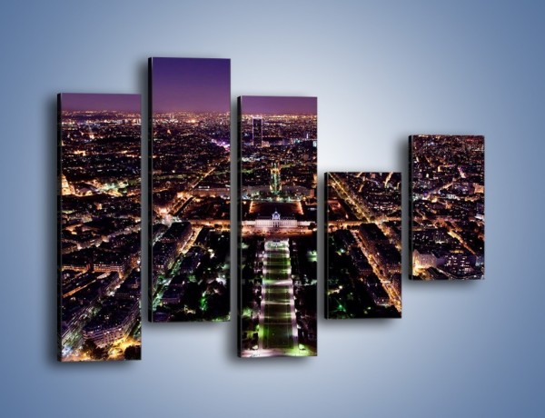 Obraz na płótnie – Panorama Paryża z Wieży Eiffla – pięcioczęściowy AM764W4