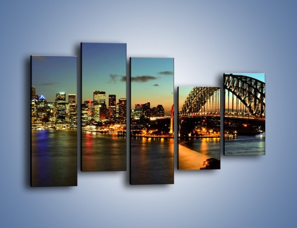 Obraz na płótnie – Panorama Sydney po zmroku – pięcioczęściowy AM770W4