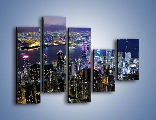 Obraz na płótnie – Nocna panorama Hong Kongu – pięcioczęściowy AM772W4