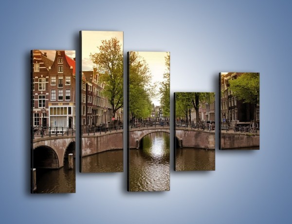 Obraz na płótnie – Amsterdamski kanał – pięcioczęściowy AM800W4